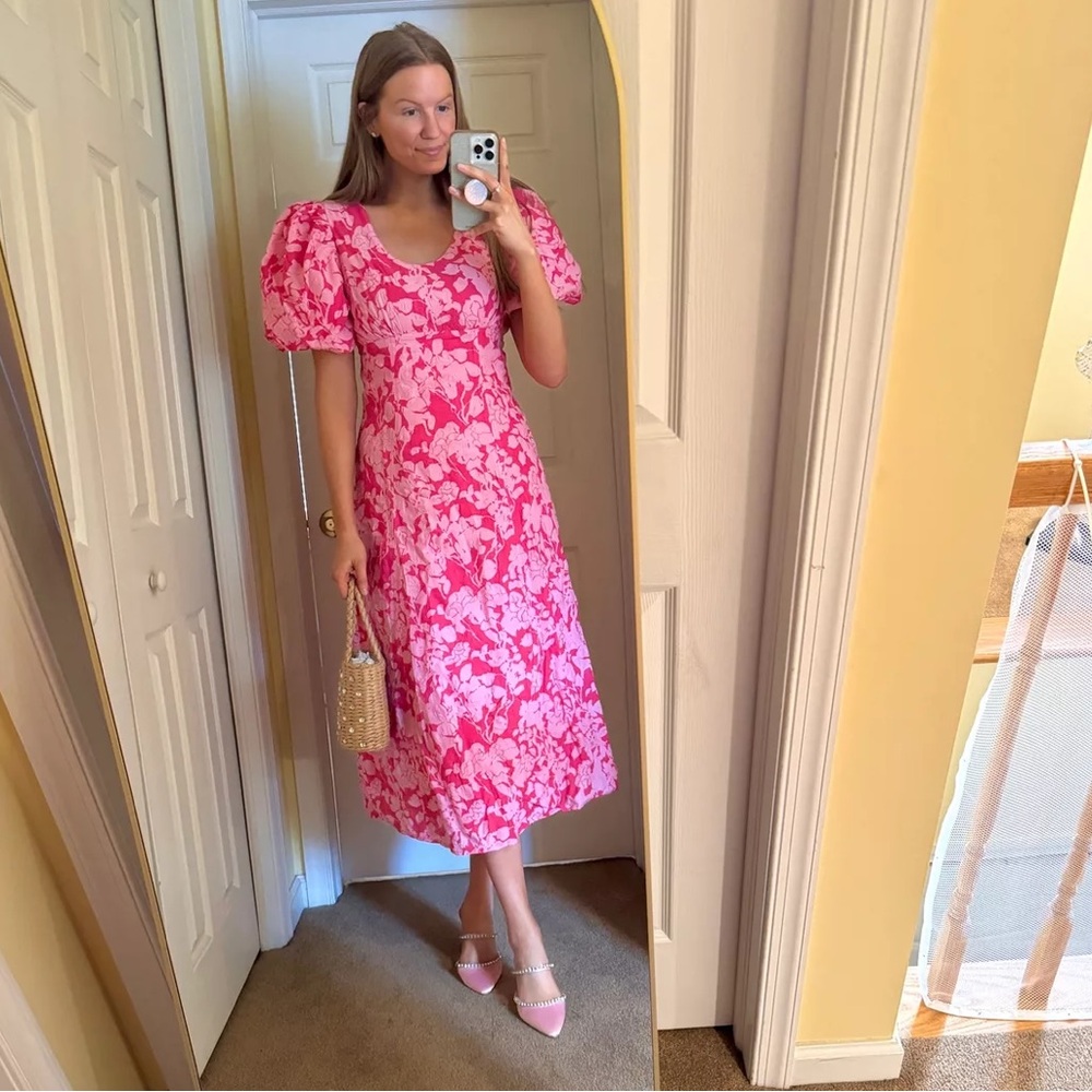 Tuckernuck Hyacinth House Pink Floral Puff Sleeve Dress